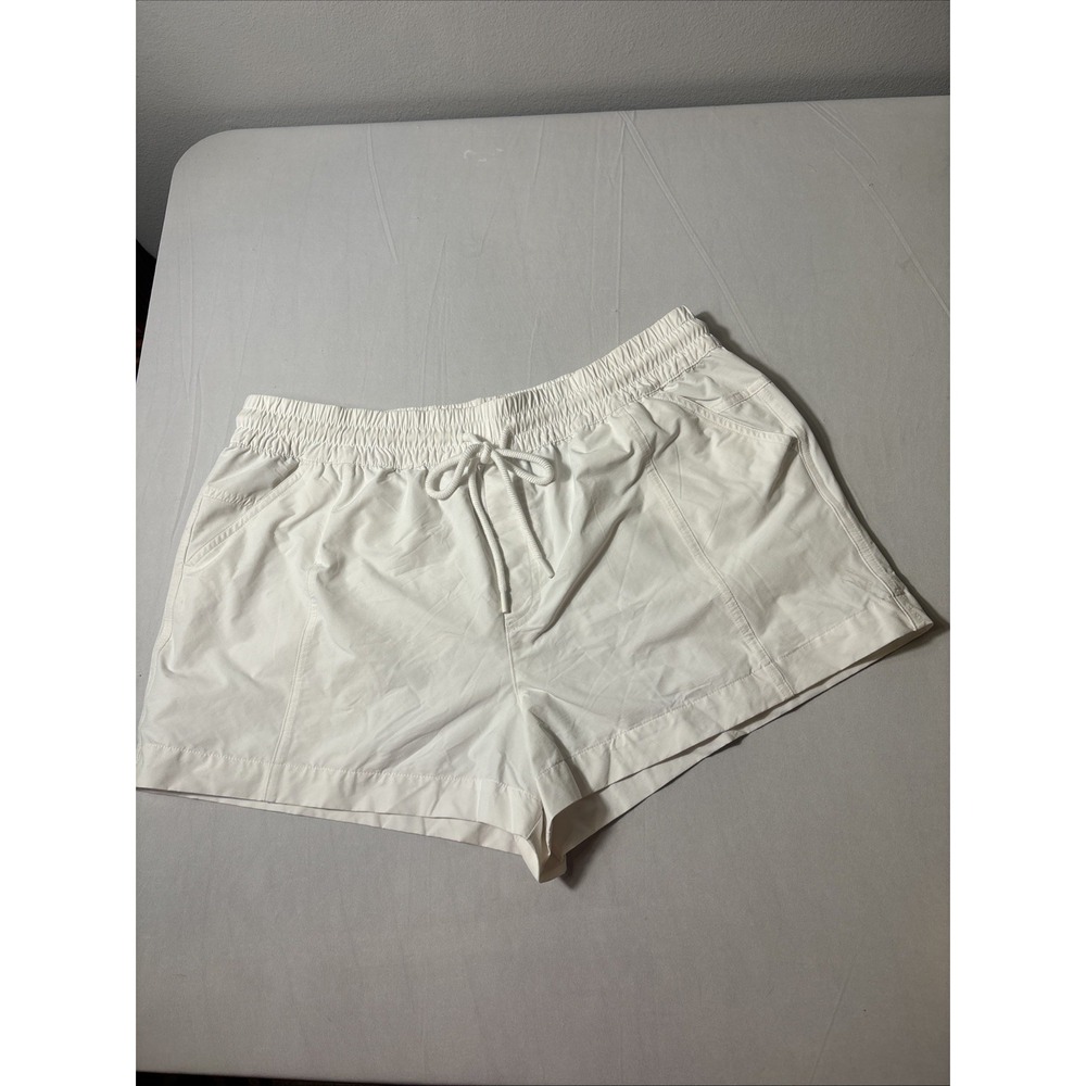 Calia White Pull On Active Drawstring Pocket Shorts Size Large Athleisure Gym